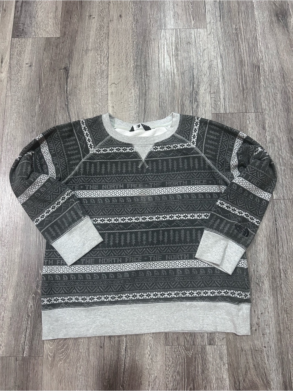 The North Face Gray & Dark Gray Patterned Crewneck Sweatshirt